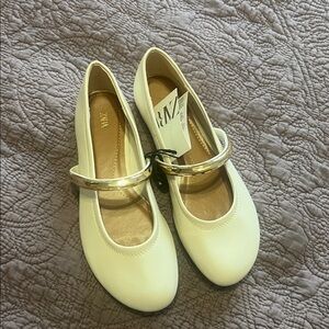 Zara Cream Flats with Gold Strap